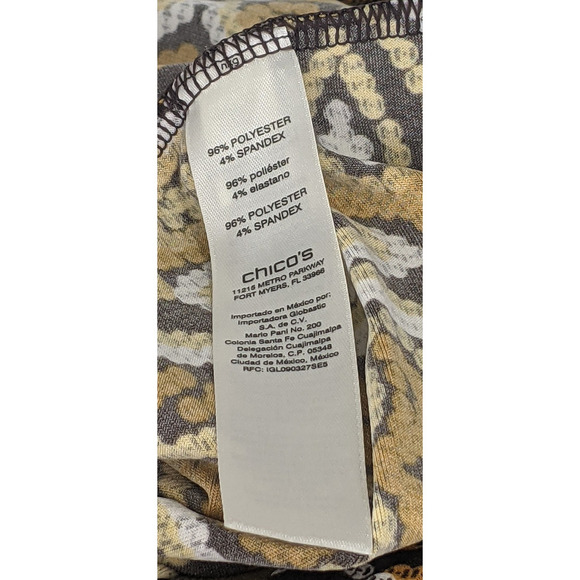 Chicos 2 Lg 12-14 Bell Sleeve Browns Golds Autumn Polyester Blend Stretch - Picture 4 of 8